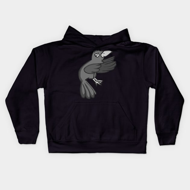 Raven bird crow jackdaw jay hooded crow cute Kids Hoodie by KK-Royal